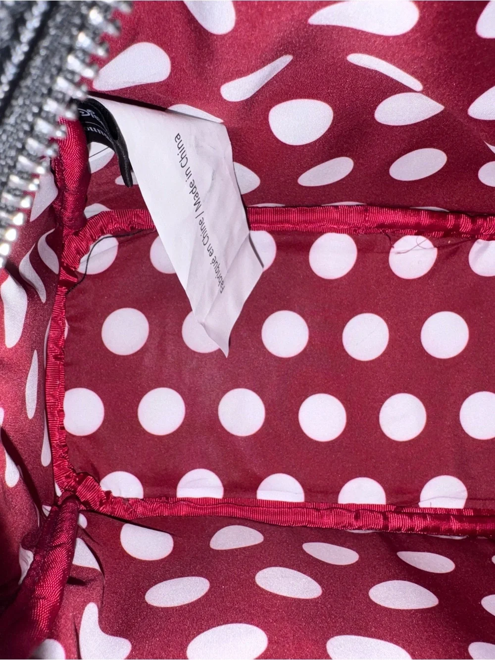 Loungefly Disney Black White Polka Dot Mini Backpack with Burgundy Bow